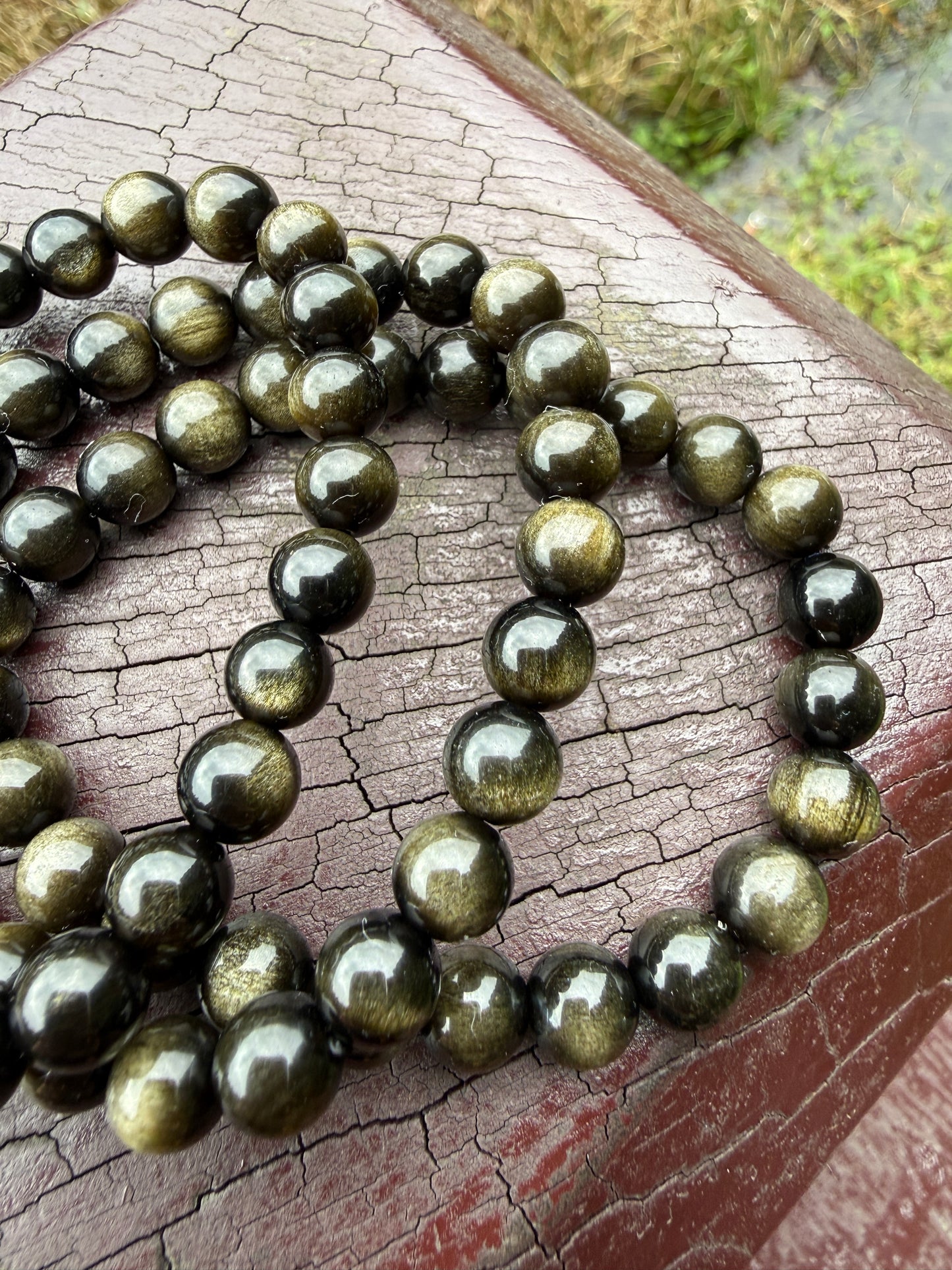 【貓眼金沙黑曜石手串】