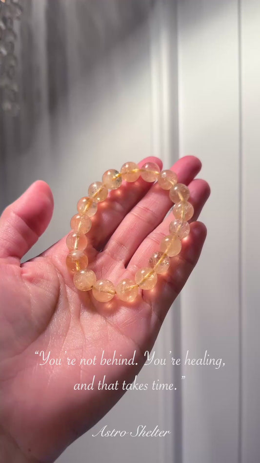 【冰裂黃水晶手串 】